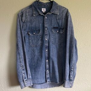 Calvin Klein Blue Denim Button-Up